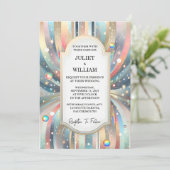 星が輝くパステルオンブレグリッターウェディング 招待状 (スタンド正面)