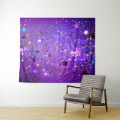 星が輝くパープルのホイル背景 タペストリー (インサイチュ(横))