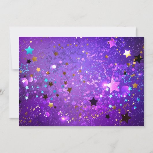 星が輝くパープルの箔押し背景 シーズンカード (正面)