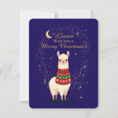 星が輝くラマのフェスティブなスウェーター シーズンカード (正面)