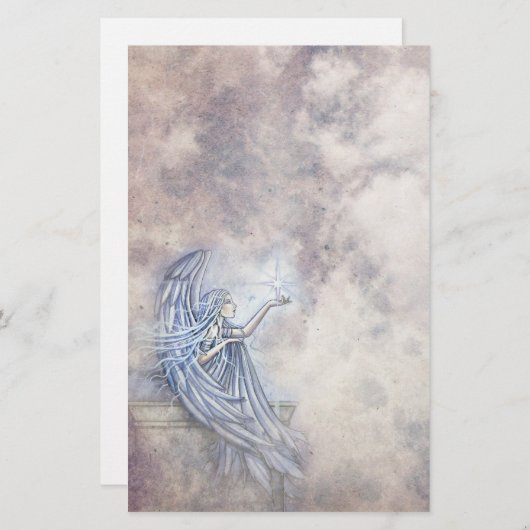 星が静止した神秘的な天使 便箋 (正面/裏面)