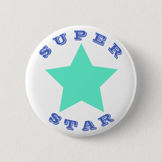 星すごい |大きなティール(緑がかった色)のスターボタン 缶バッジ (正面)