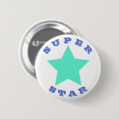 星すごい |大きなティール(緑がかった色)のスターボタン 缶バッジ (正面&裏面)