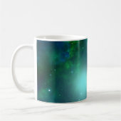 星でいっぱいの美しい緑の星雲 コーヒーマグカップ (左)