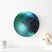 星でいっぱいの美しい緑の星雲 ラージ壁時計 (ホーム)