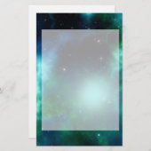 星でいっぱいの美しい緑の星雲 便箋 (正面/裏面)