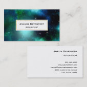 星でいっぱいの美しい緑の星雲 名刺 (正面/裏面)