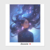 星で作ったアニメの少女 シール (シート)