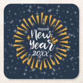 星で新年を祝う20xx スクエアペーパーコースター (正面)
