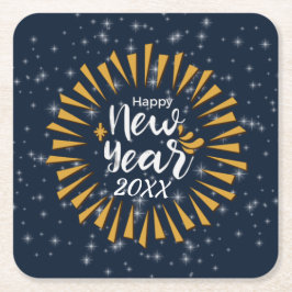 星で新年を祝う20xx スクエアペーパーコースター