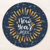 星で新年を祝う20xx ラウンドペーパーコースター (正面)