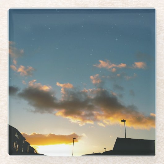 星で飾られた通り ガラスコースター (正面)