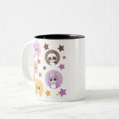 星ときらめくかわいい動物の顔マグカップ ツートーンマグカップ (正面左)