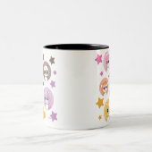 星ときらめくかわいい動物の顔マグカップ ツートーンマグカップ (中央)