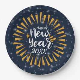 星とともに新年のハッピー新年バーストを追加20xx 9" ペーパープレート