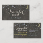 星との黒板のデザイン、月、着色されたチョーク 名刺 (正面/裏面)