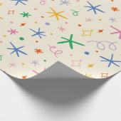 星とよくはしゃぐ渦巻きカラフルパターン ラッピングペーパー (角)