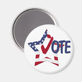 星とアメリカ国旗のレッドチェックVOTE マグネット (正面/裏面)