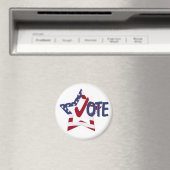 星とアメリカ国旗のレッドチェックVOTE マグネット (インサイチュ (食洗機))