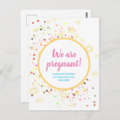 星とカラフル紙吹雪妊娠の発表 ポストカード (正面/裏面)