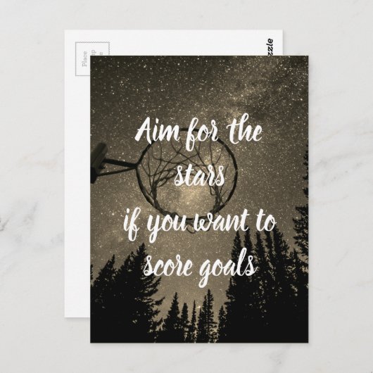 星とゴールネやる気を起こさせるットボール引用文 ポストカード (正面/裏面)