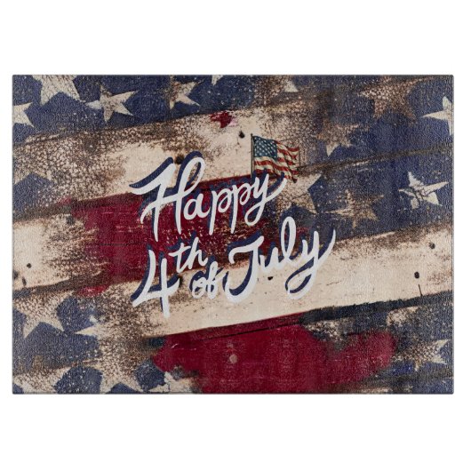 星とスタイルをストライプ表示する7月4日 カッティングボード (正面)