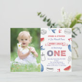 星とストライプおもしろいと非常に多くの誕生日パーティー 招待状 (スタンド正面)