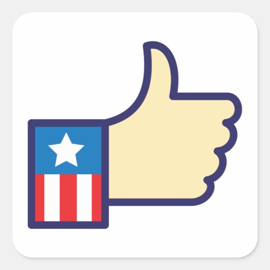 星とストライプがUSAの正方形のステッカーを親指 スクエアシール (正面)