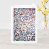 星とストライプのエンジェルカード カード (黄色い花)