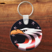 星とストライプのキーチェーンを持つ愛国的なワシ キーホルダー (正面)