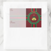 星とストライプのクリスマスプレゼントラベルシール 長方形シール (バッグ)