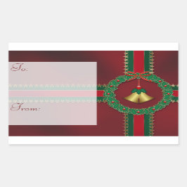 星とストライプのクリスマスプレゼントラベルシール 長方形シール