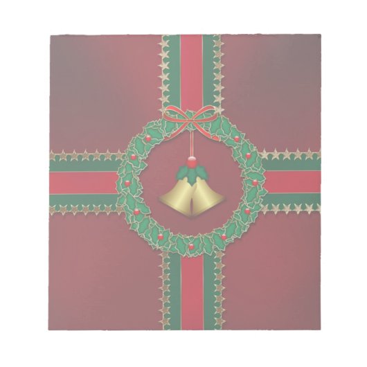 星とストライプのクリスマスメモ帳 ノートパッド (正面)