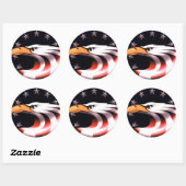 星とストライプのシール付き愛国的なワシ ラウンドシール (シート)