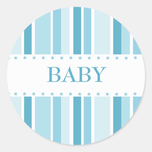 星とストライプのステッカー（青） ラウンドシール (正面)