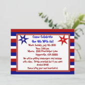 星とストライプのパーソナライズされた7月4日 招待状 (スタンド正面)