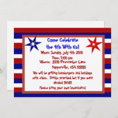 星とストライプのパーソナライズされた7月4日 招待状 (正面/裏面)