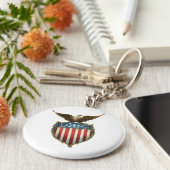 星とストライプの上に位置するアメリカのハゲ・イーグル キーホルダー (側面)