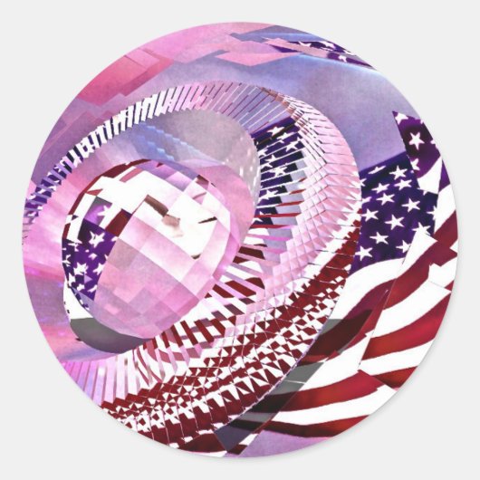 星とストライプの封筒用シールとシール ラウンドシール (正面)