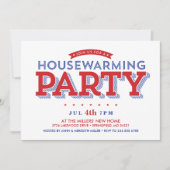 星とストライプの引っ越し祝いパーティーパーティー 招待状 (正面)