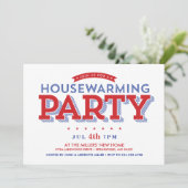 星とストライプの引っ越し祝いパーティーパーティー 招待状 (スタンド正面)