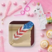 星とストライプの羽 ペーパープレート (パーティー)