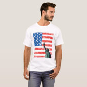星とストライプの背景を持つLiberty Tシャツ (正面フル)