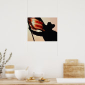 星とストライプを保持するカウボーイ、シルエット、 ポスター (キッチン)