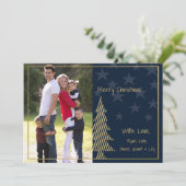 星とストライプクリスマスネイビーブルーと金ゴールド シーズンカード (スタンド正面)