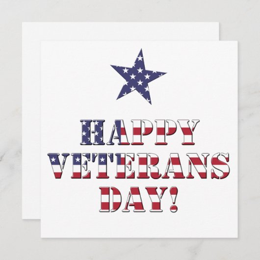 星とストライプタイポグラフィハッピー退役軍人日 サンキューカード (正面/裏面)
