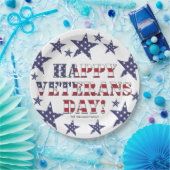 星とストライプタイポグラフィハッピー退役軍人日 ペーパープレート (パーティー)