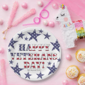 星とストライプタイポグラフィハッピー退役軍人日 ペーパープレート (パーティー)