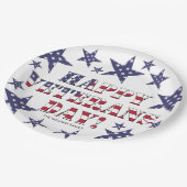 星とストライプタイポグラフィハッピー退役軍人日 ペーパープレート (アングル)