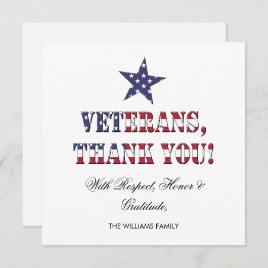 星とストライプタイポグラフィ退役軍人ありがとう (正面/裏面)